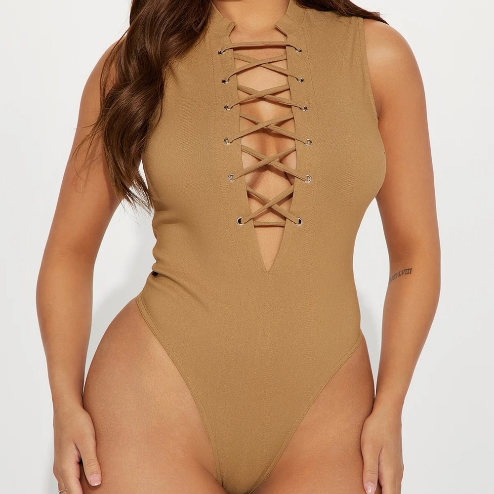 Fashion Nova All Needs Met Lace Up Bodysuit